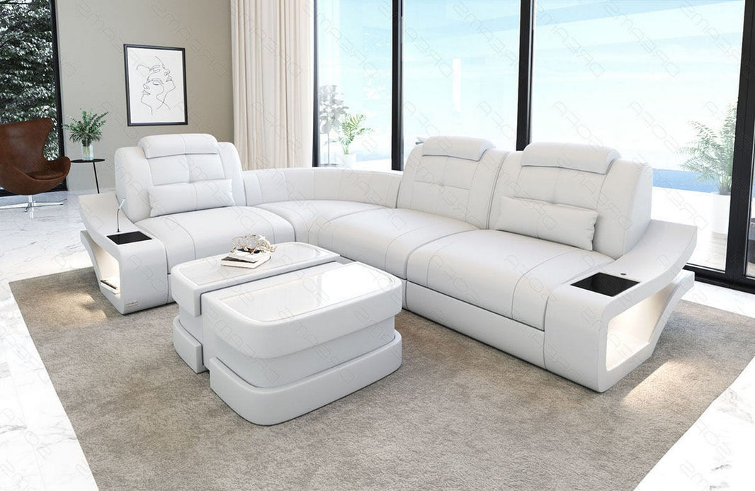 Mini Couch Elena L-Form in Leder