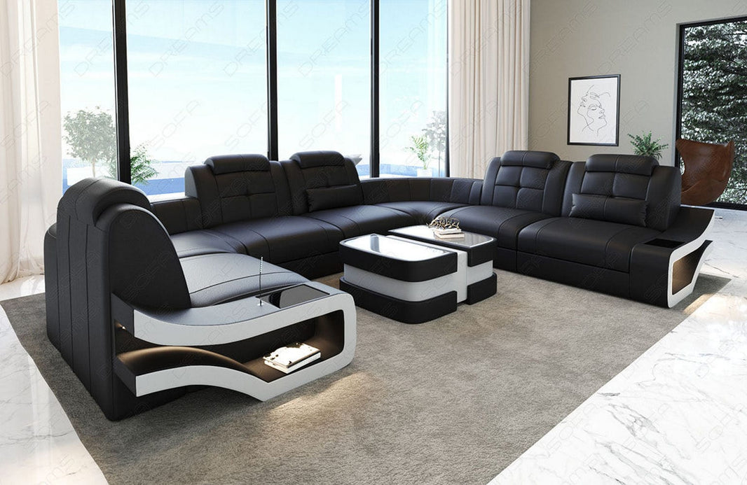 Sofa Elena Eleganz U-Form in Leder