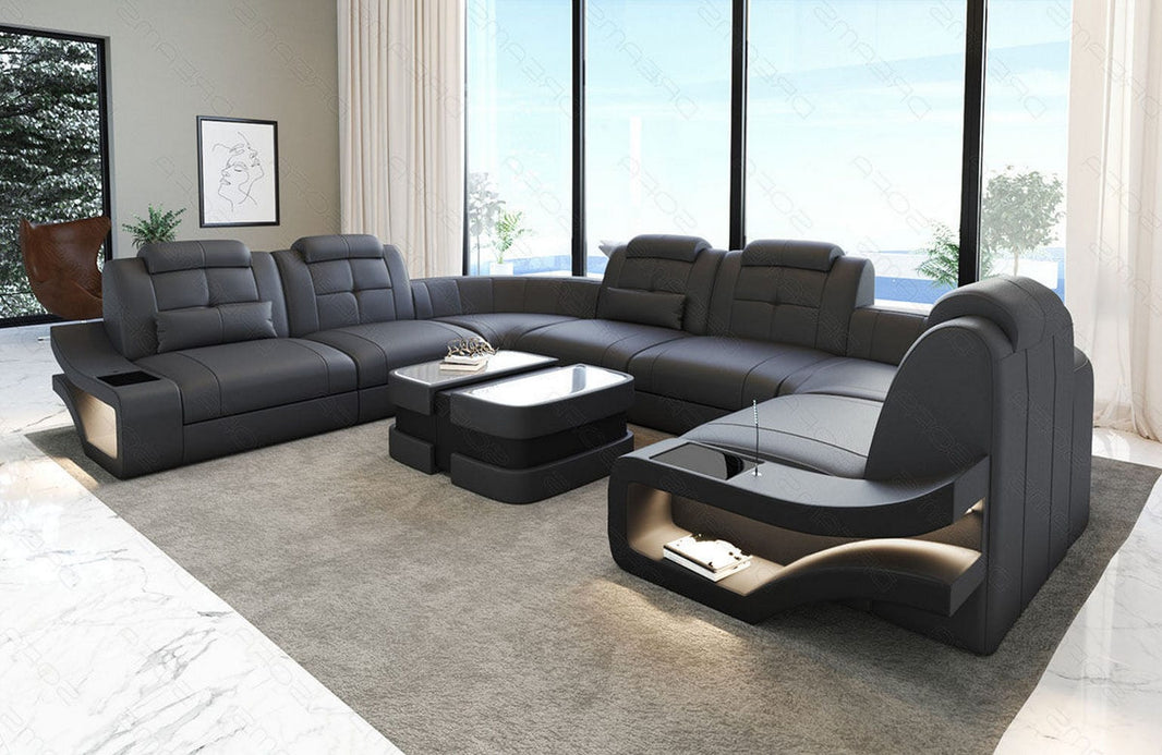 Sofa Elena Eleganz U-Form in Leder