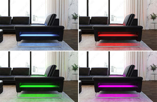 Leder Couch Sepino U-Form schwarz-weiß