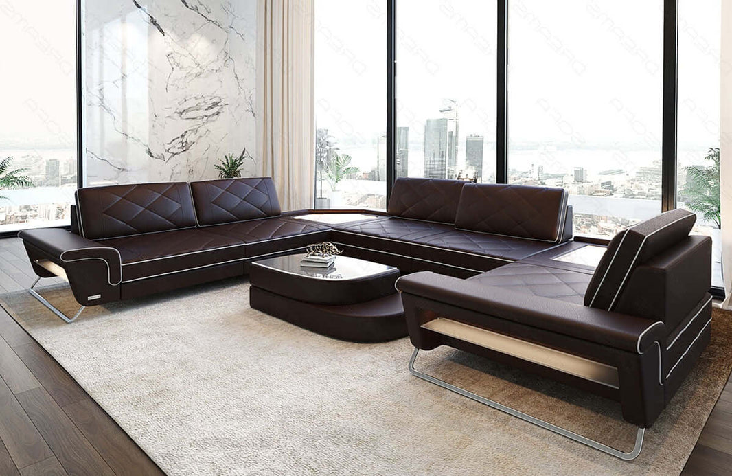 Leder Couch Sepino U-Form
