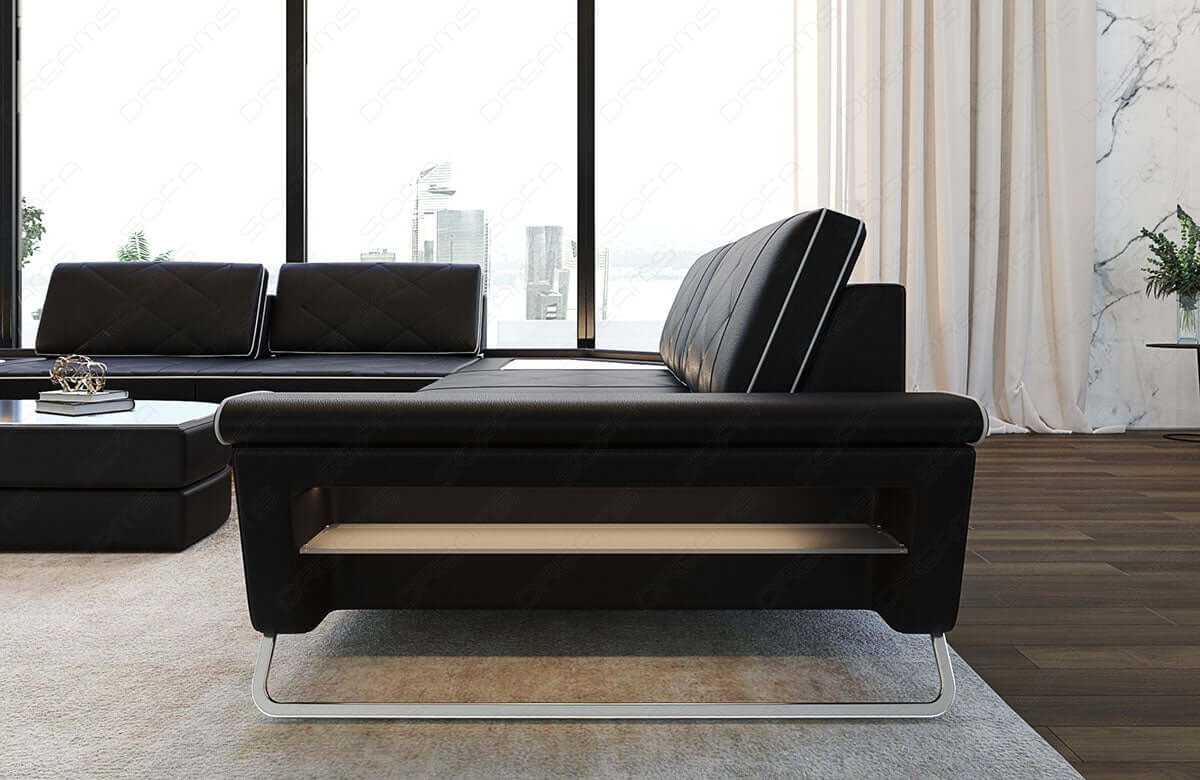 Leder Couch Sepino schwarz-weiß