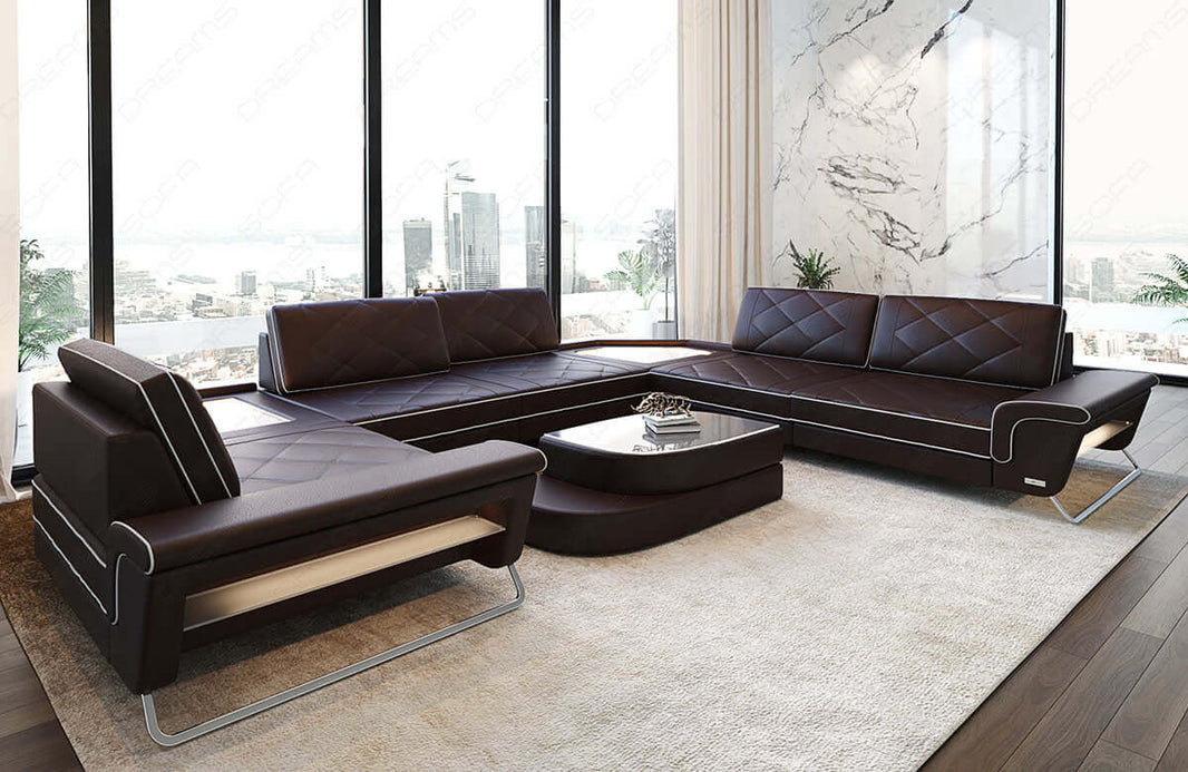 Leder Couch Sepino U-Form