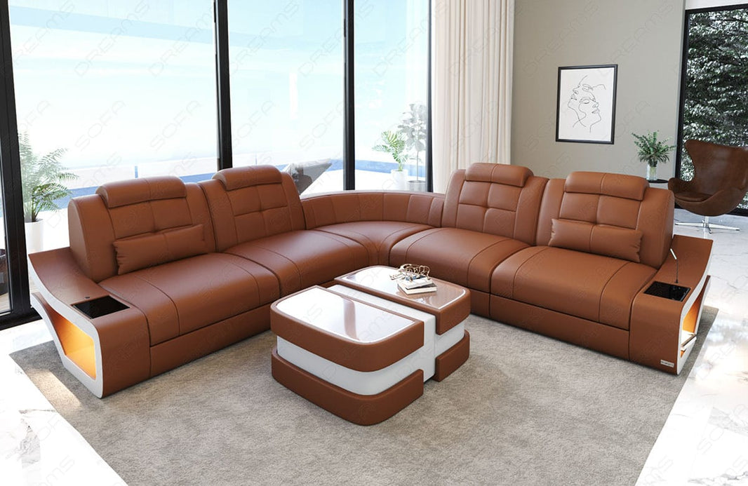 Mini Ecksofa Elena L-Form in Leder
