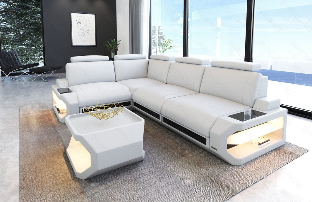 Couch Siena L-Form in Leder