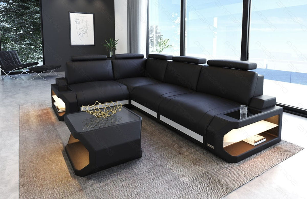 Couch Siena L-Form in Leder