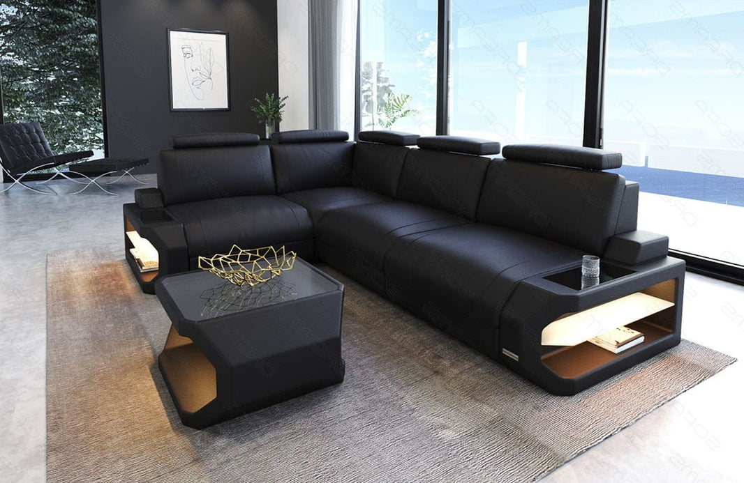 Couch Siena L-Form in Leder