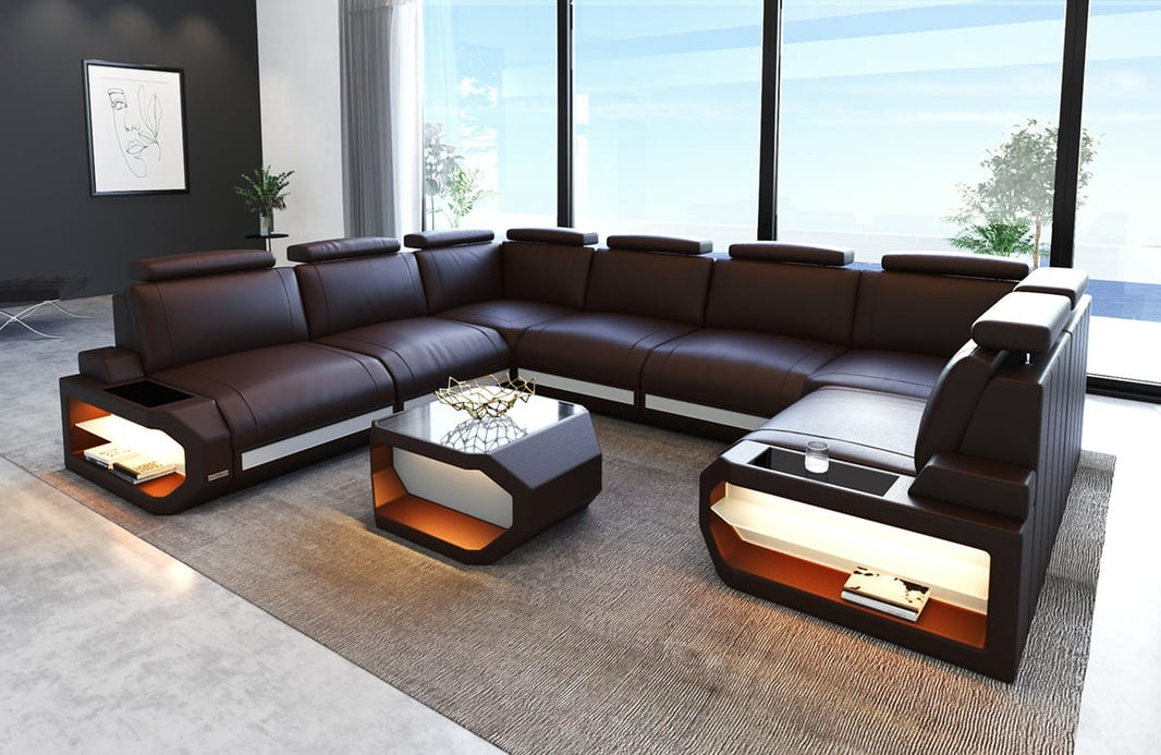 Designsofa Siena U-Form aus Leder