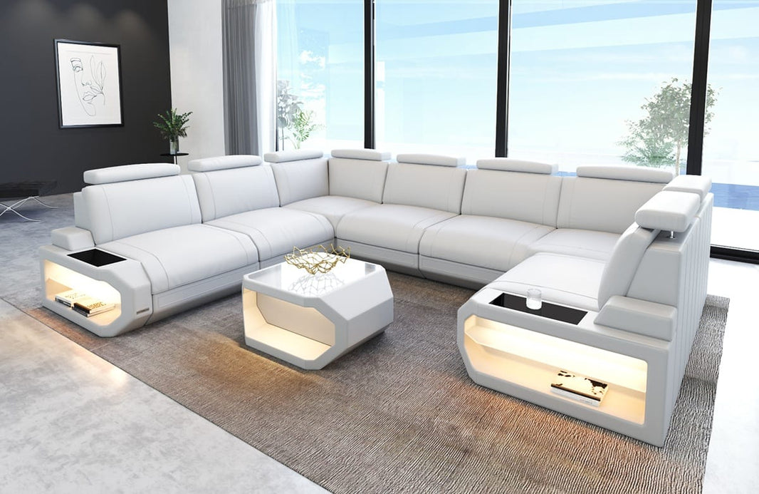 Designsofa Siena U-Form aus Leder