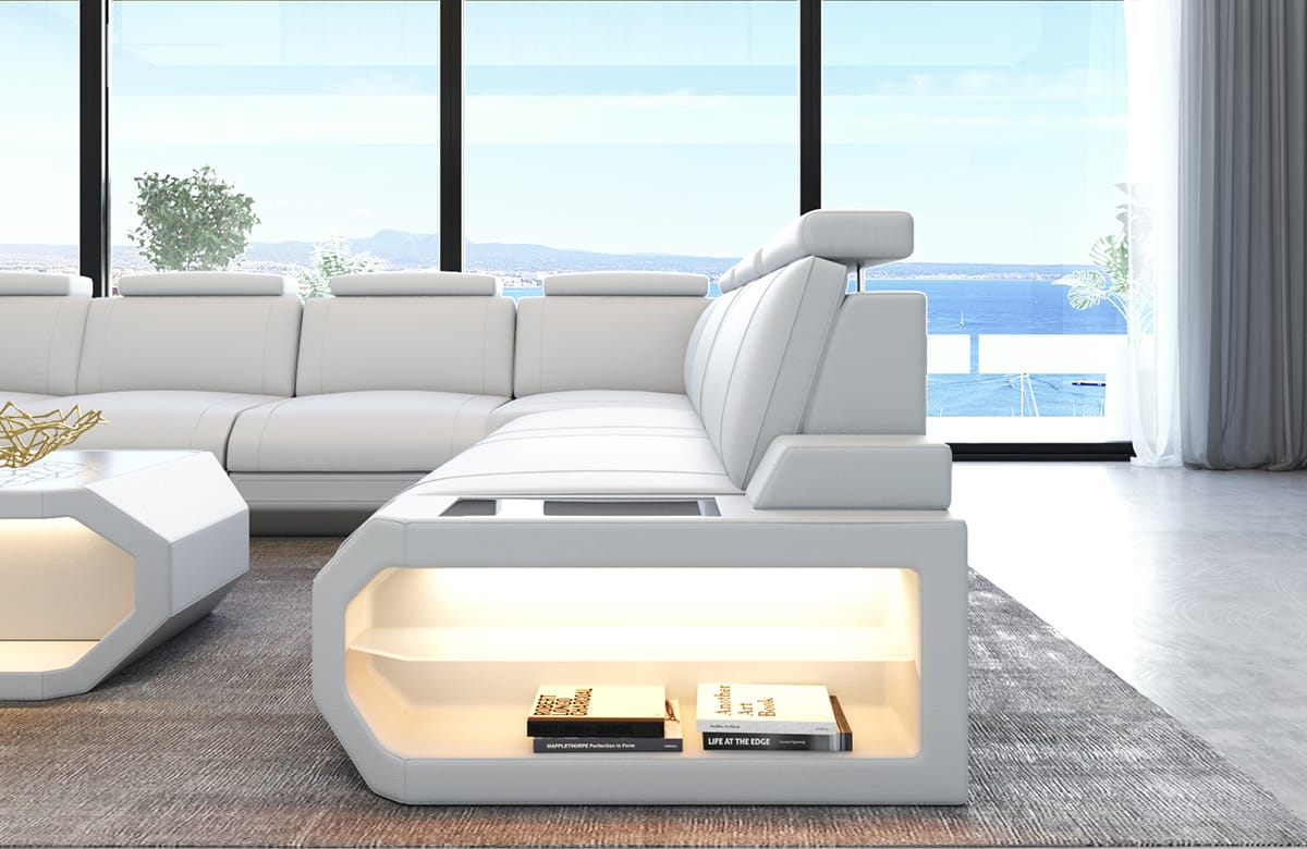 Designsofa Siena aus Leder weiß
