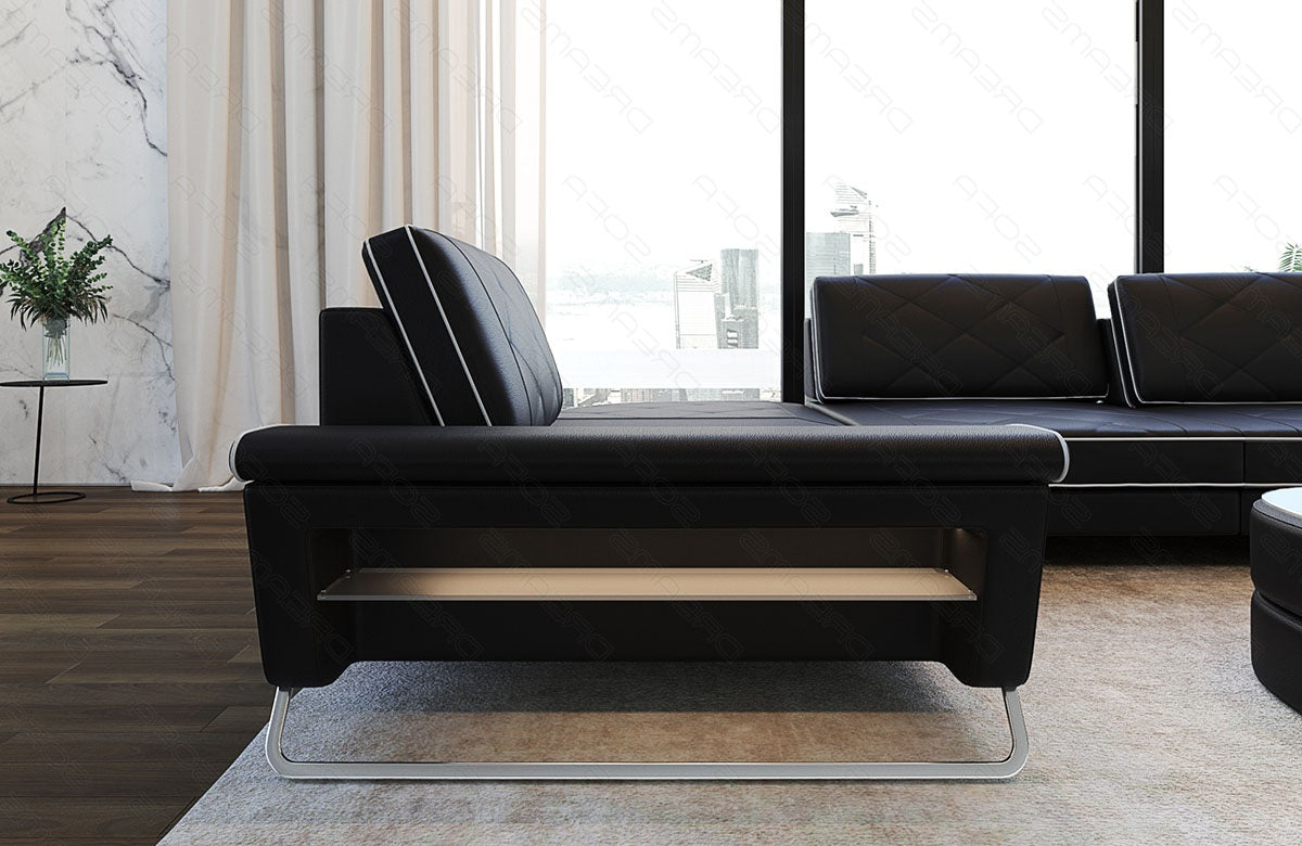 Ecksofa Rotello – Leder schwarz-weiß