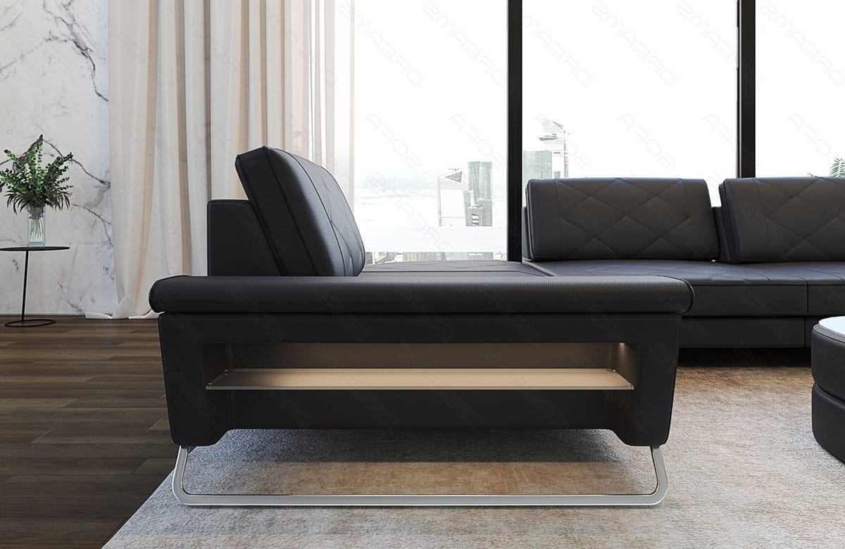 Ecksofa Rotello – Leder grau-schwarz