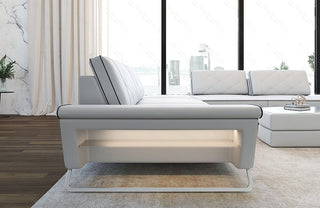 Leder Couch Rotello U-Form weiß-schwarz