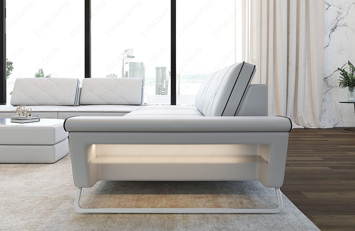 Leder Couch Rotello weiß-schwarz