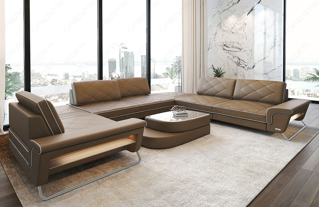 Leder Couch Rotello U-Form