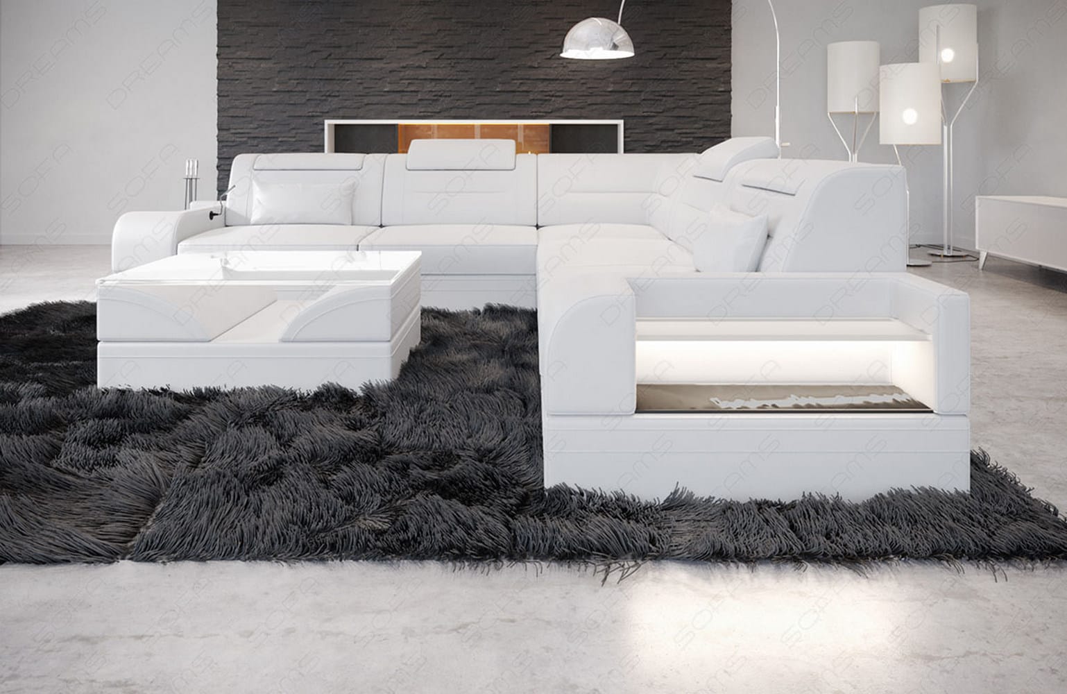 Mini Ecksofa Trivento – Leder Sofa für dein Zuhause Weiß
