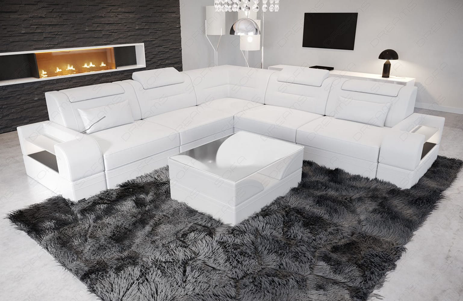Mini Ecksofa Trivento – Leder Sofa für dein Zuhause Weiß