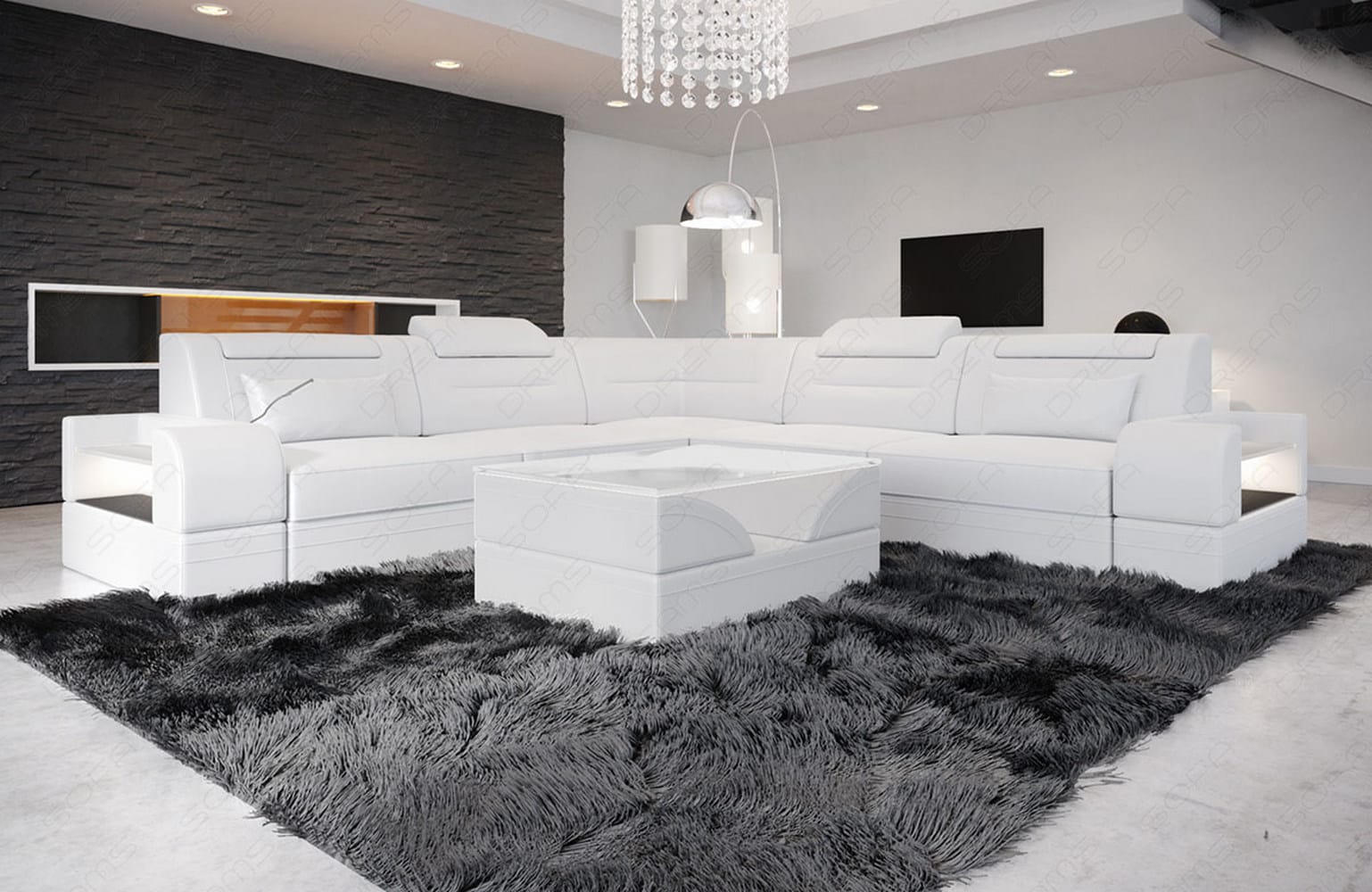Mini Ecksofa Trivento – Leder Sofa für dein Zuhause Weiß