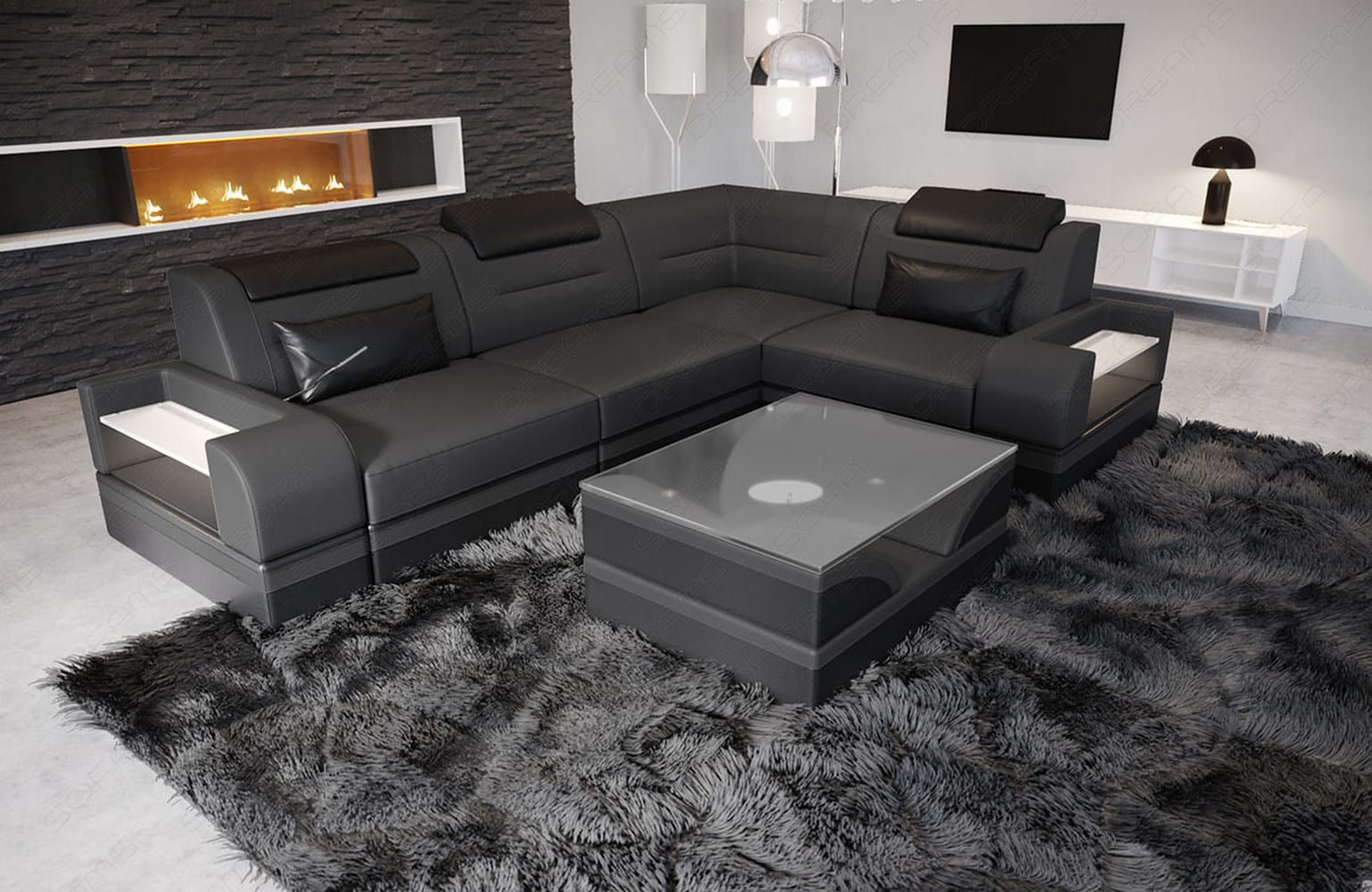 Mini Ecksofa Trivento L-Form – Kompakt und Komfortabel Grau-Schwarz