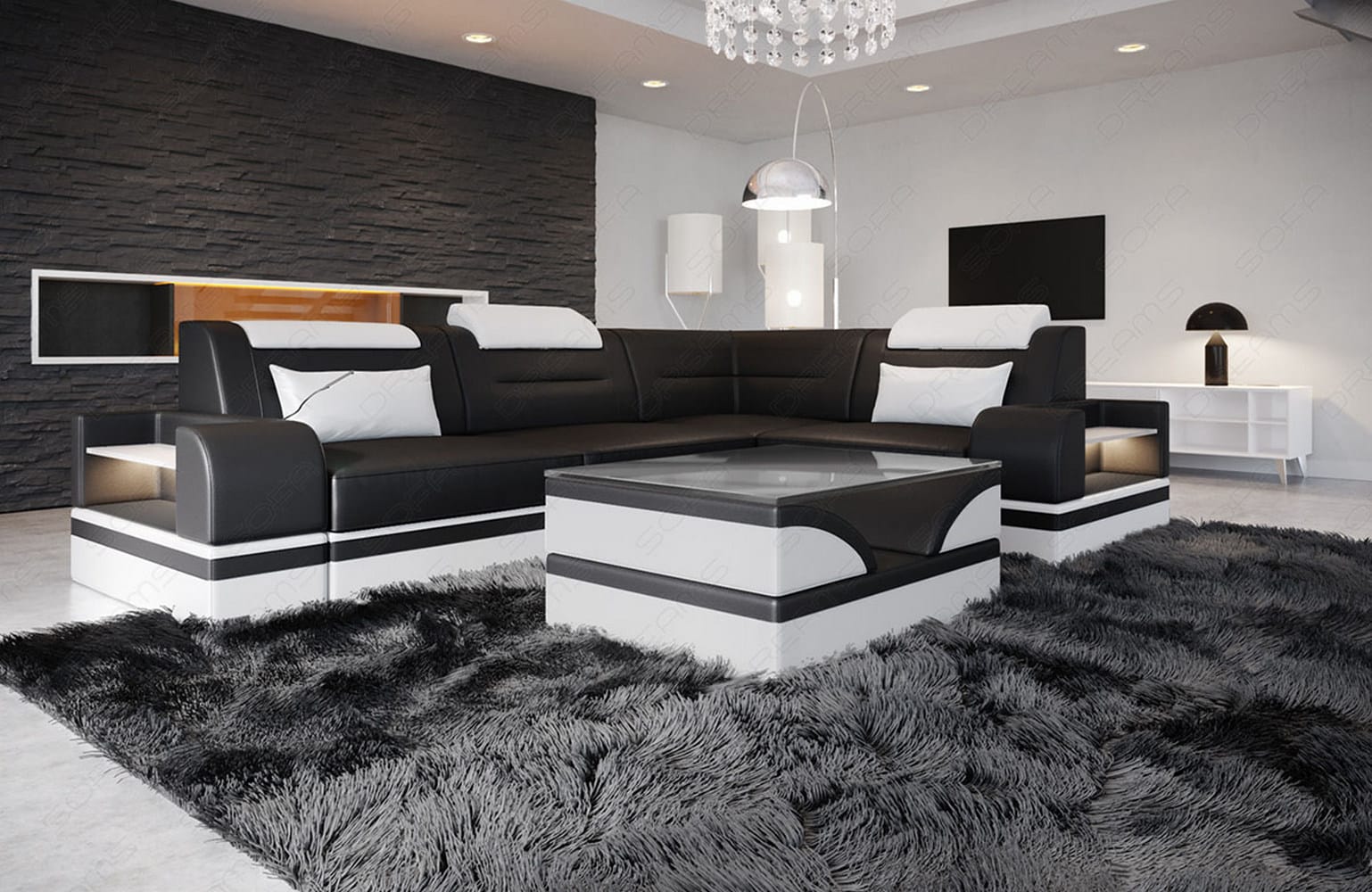 Mini Ecksofa Trivento L-Form – Kompakt und Komfortabel Schwarz-Weiss