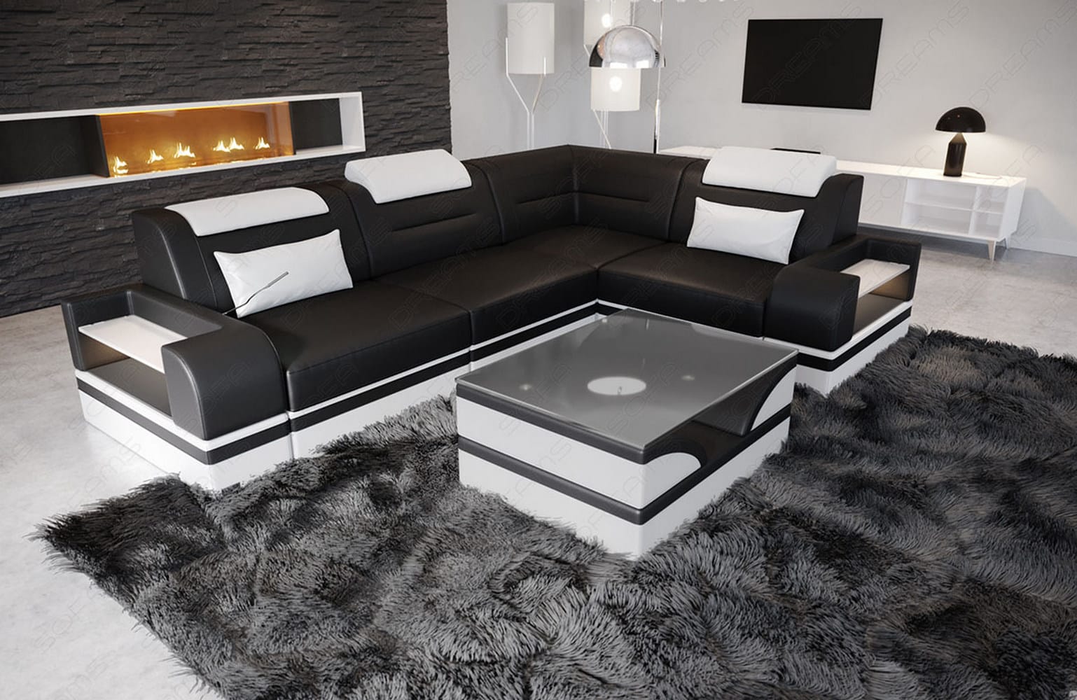 Mini Ecksofa Trivento L-Form – Kompakt und Komfortabel Schwarz-Weiss