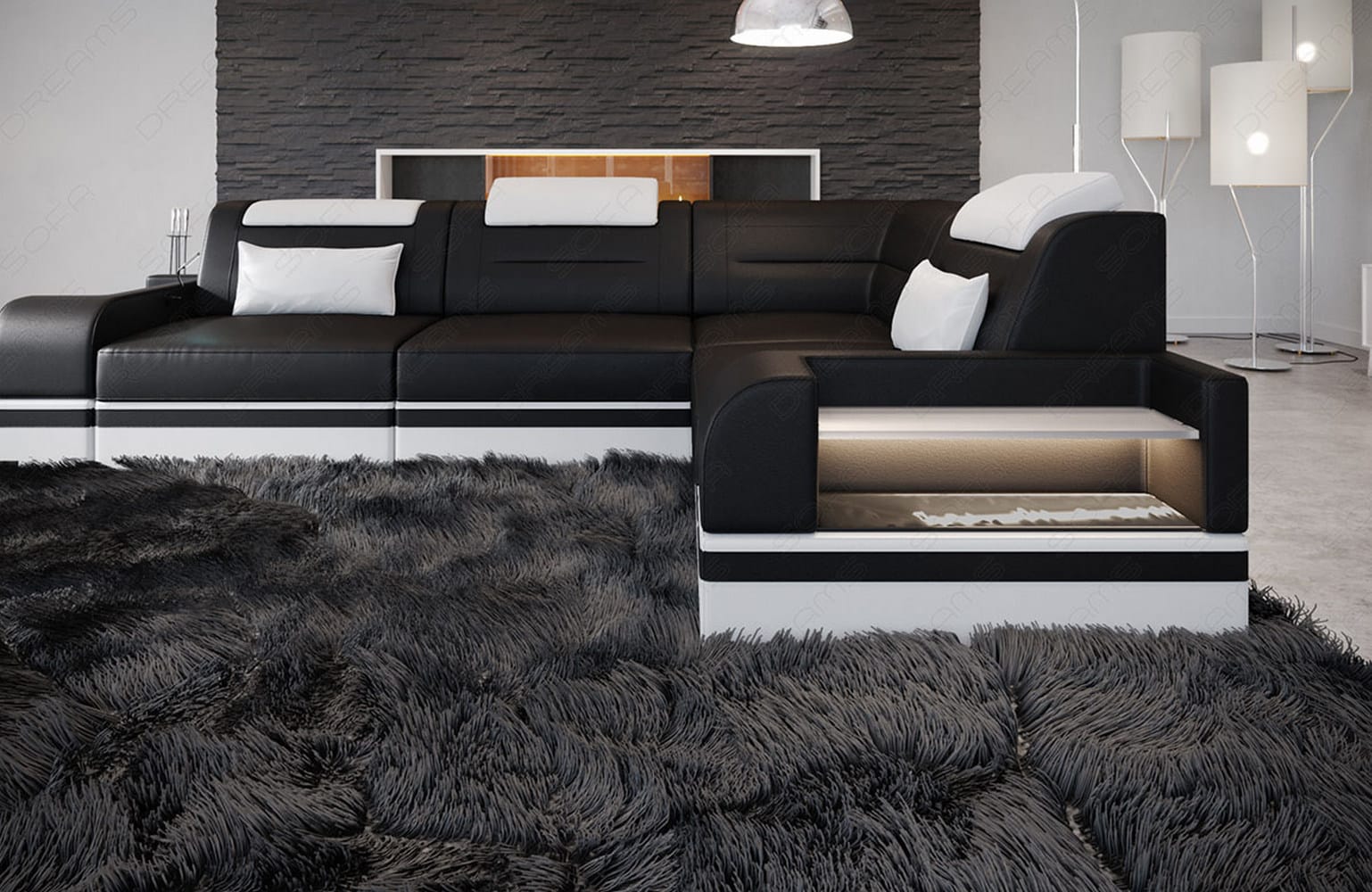 Mini Ecksofa Trivento L-Form – Kompakt und Komfortabel Schwarz-Weiss
