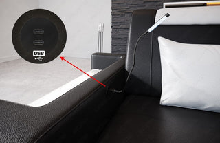 Couch Trivento L-Form in Leder grau-schwarz