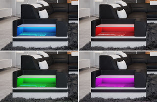 Couch Trivento L-Form in Leder grau-schwarz