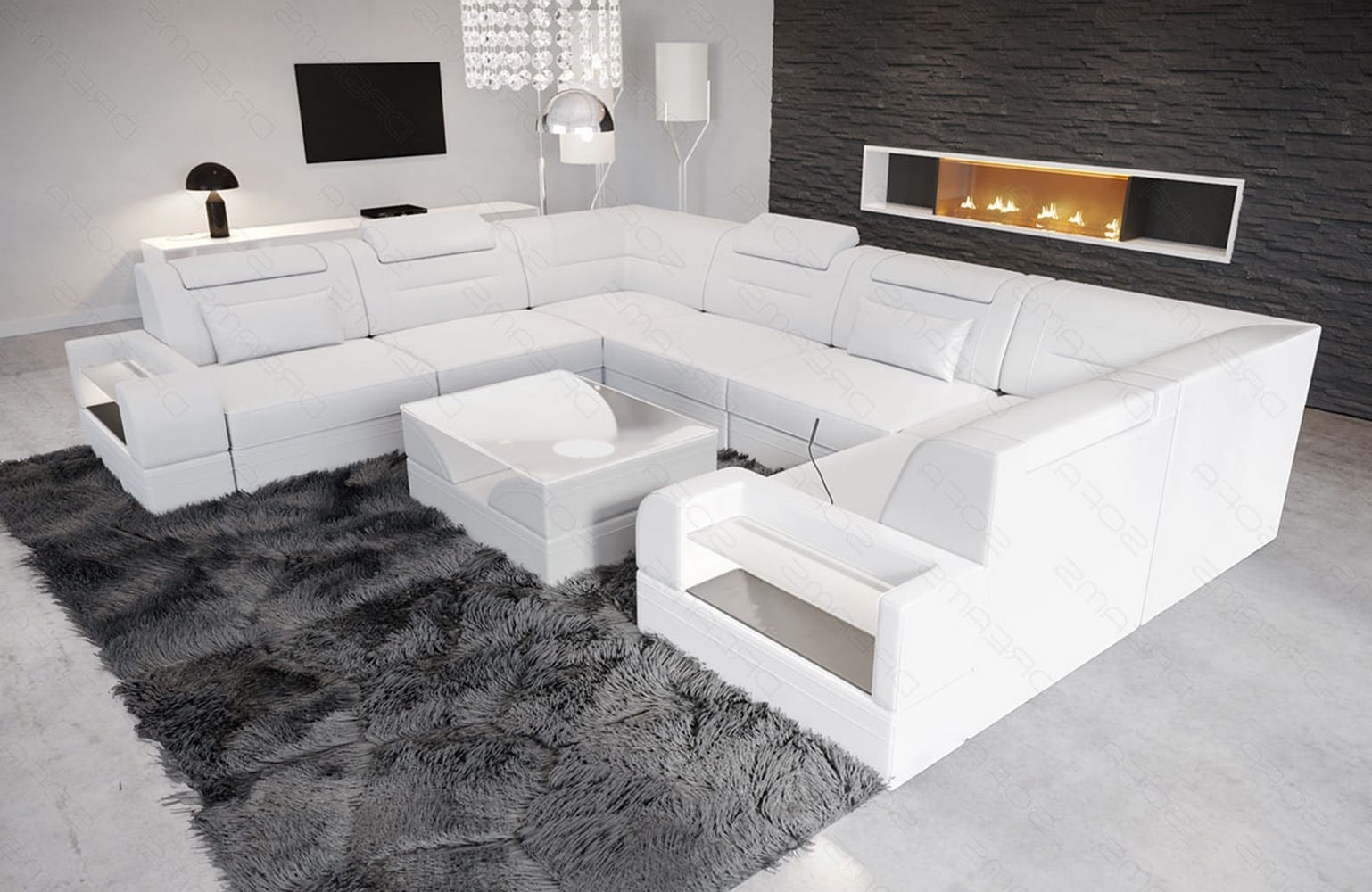 Mini Leder Wohnlandschaft Trivento – Modern und Elegant Weiß