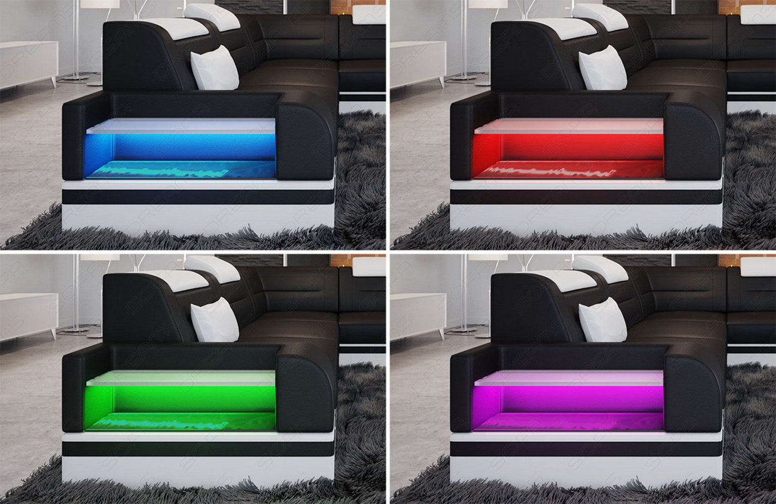 Leder Wohnlandschaft Trivento – Luxus & Komfort hellbraun-weiß