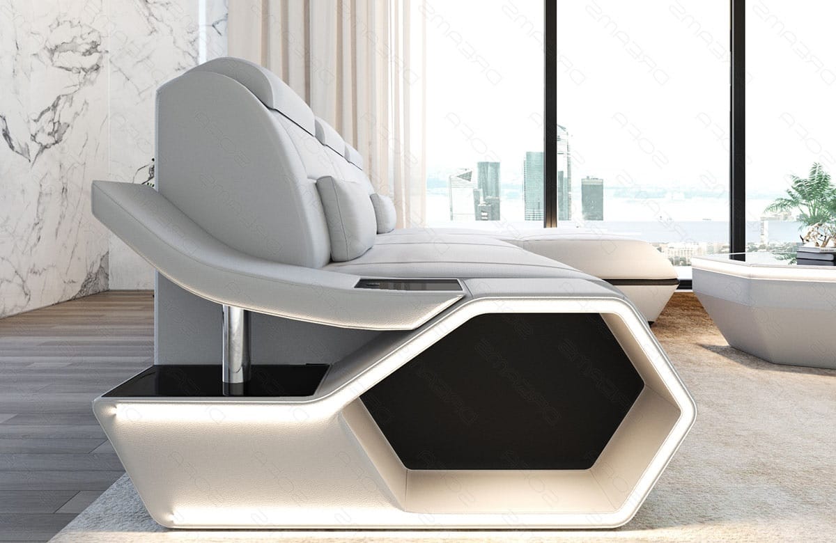 Leder Ecksofa Toscano L-Form – Modern & Komfortabel weiß-schwarz