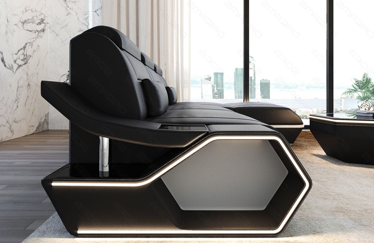 Leder Ecksofa Toscano L-Form – Modern & Komfortabel schwarz-weiß