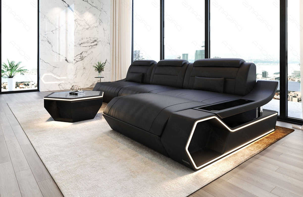 Leder Ecksofa Toscano L-Form – Modern & Komfortabel schwarz