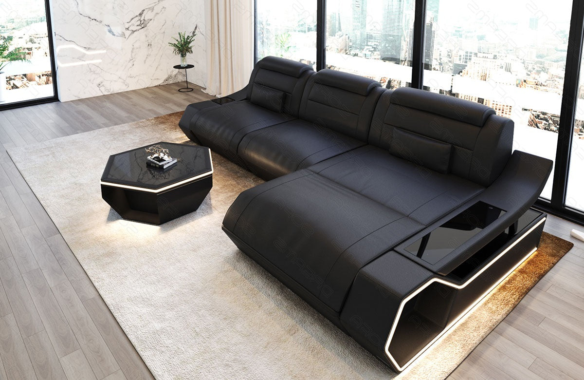 Leder Ecksofa Toscano L-Form – Modern & Komfortabel schwarz