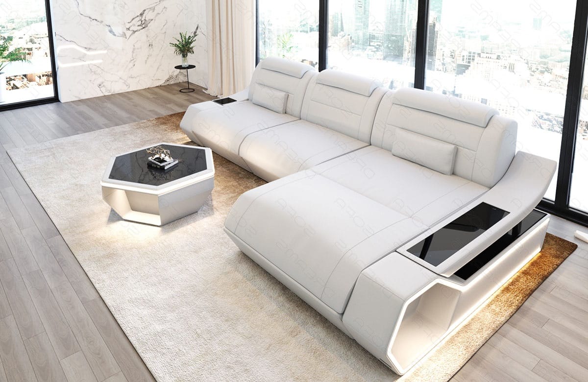 Leder Ecksofa Toscano L-Form – Modern & Komfortabel weiß