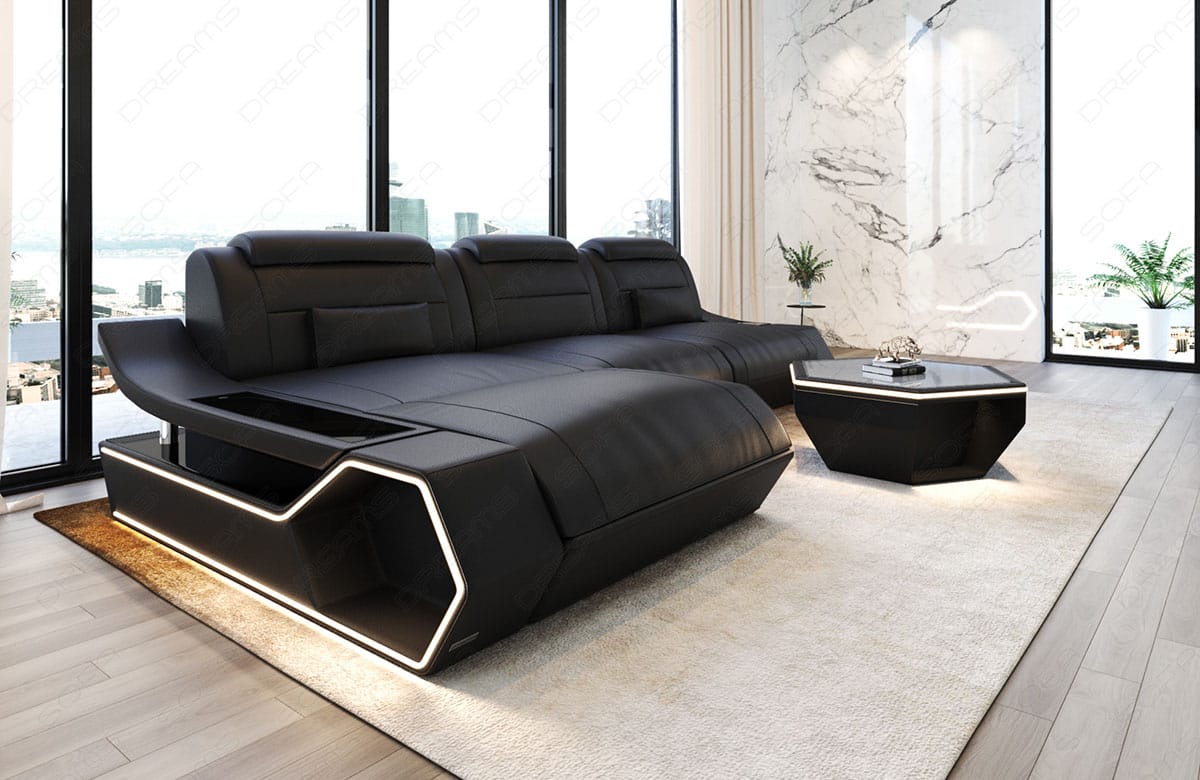 Leder Ecksofa Toscano L-Form – Modern & Komfortabel schwarz