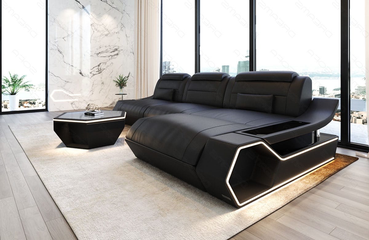 Leder Ecksofa Toscano L-Form – Modern & Komfortabel schwarz