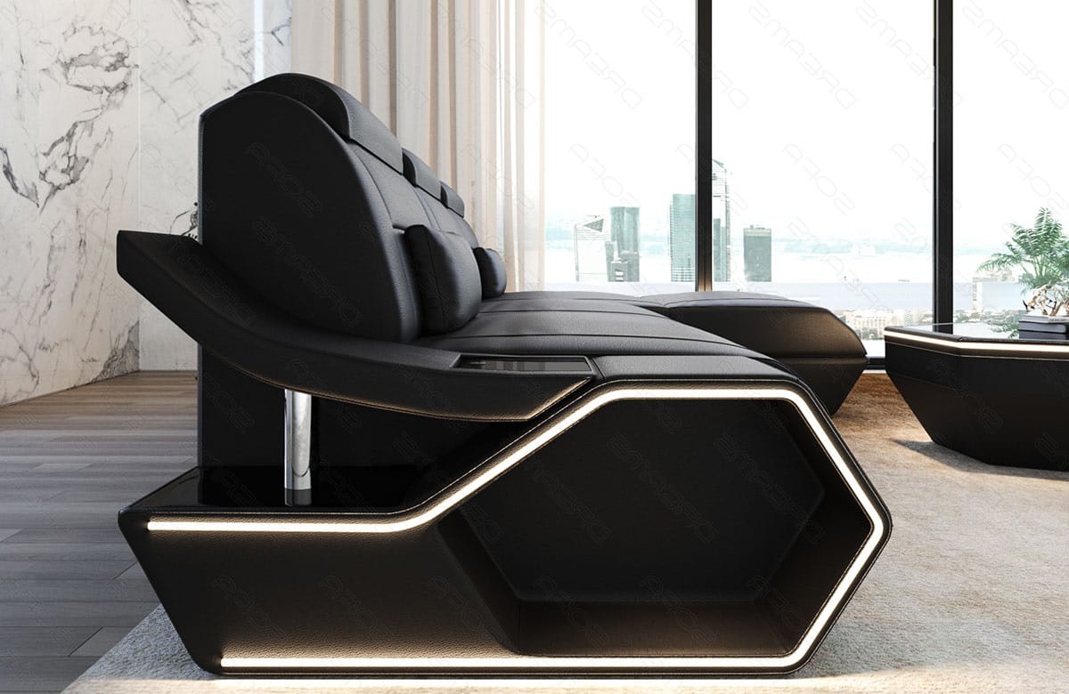 Leder Ecksofa Toscano L-Form – Modern & Komfortabel schwarz