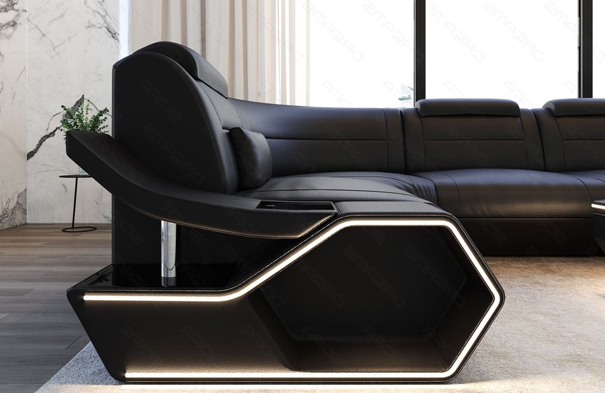 Leder Wohnlandschaft Toscano U Form – Luxus & Komfort schwarz