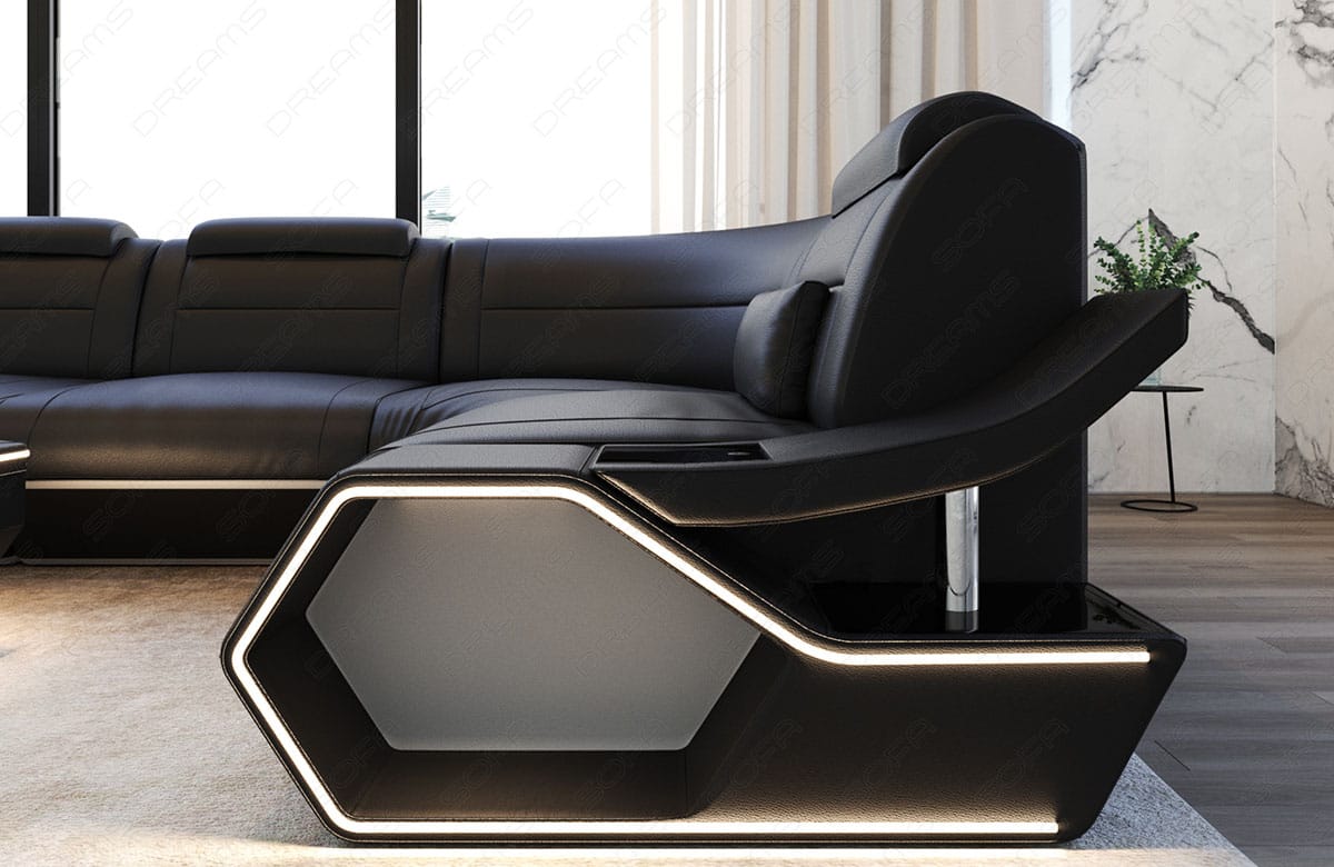 Leder Wohnlandschaft Toscano U Form – Luxus & Komfort schwarz-weiß