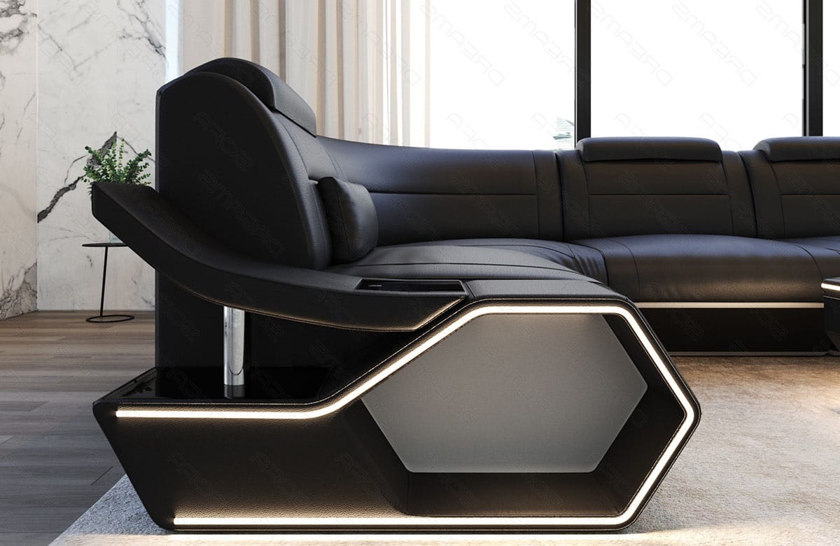 Leder Wohnlandschaft Toscano U Form – Luxus & Komfort schwarz-weiß