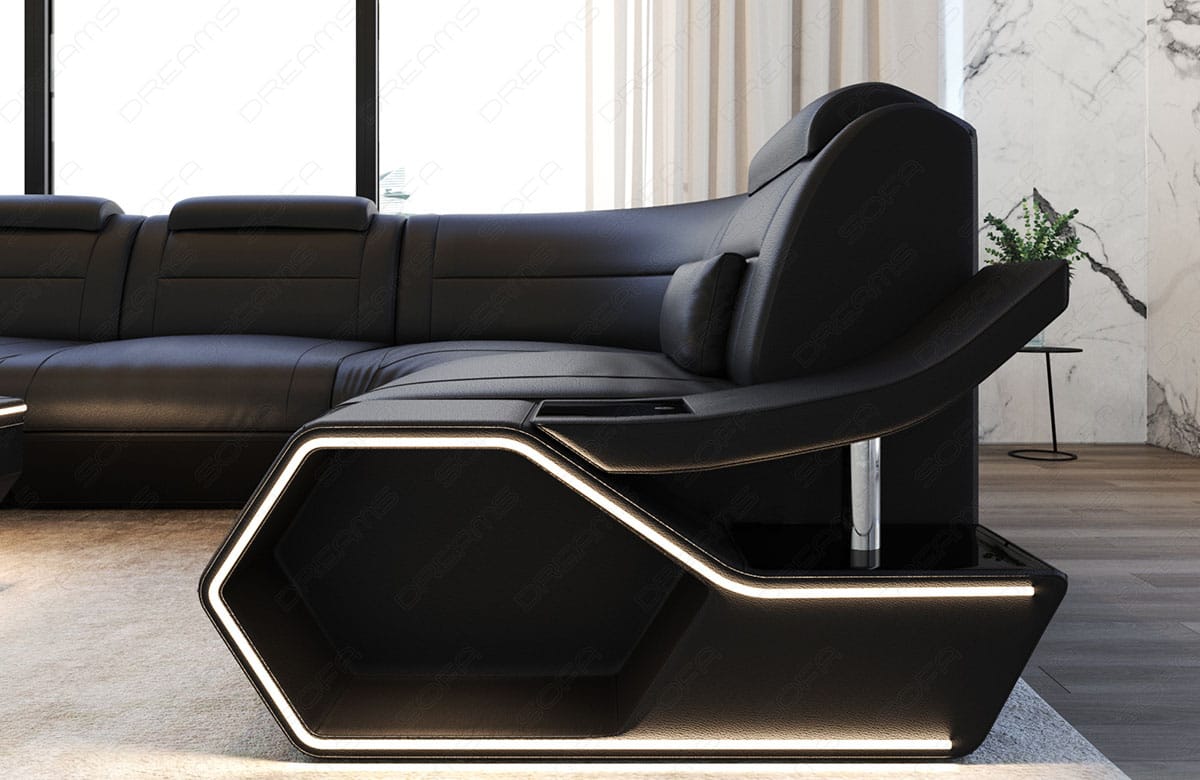 Leder Wohnlandschaft Toscano U Form – Luxus & Komfort schwarz