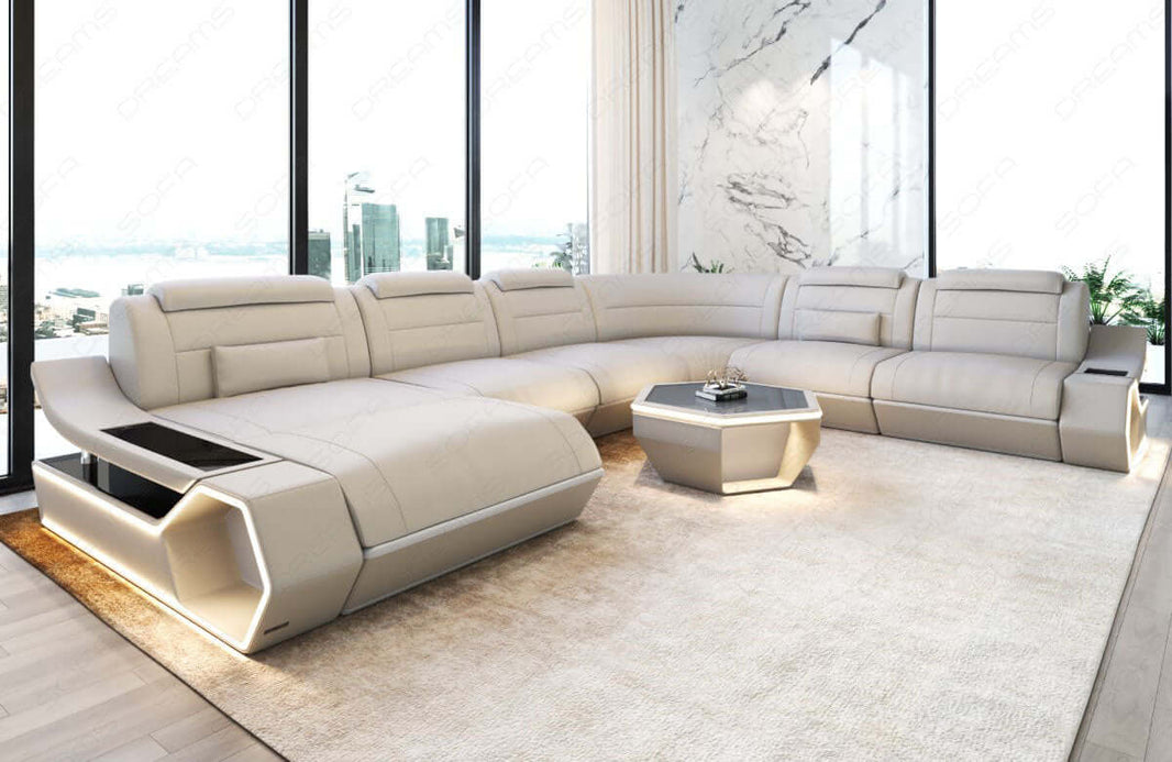 Wohnlandschaft Toscano XXL U-Form in Leder