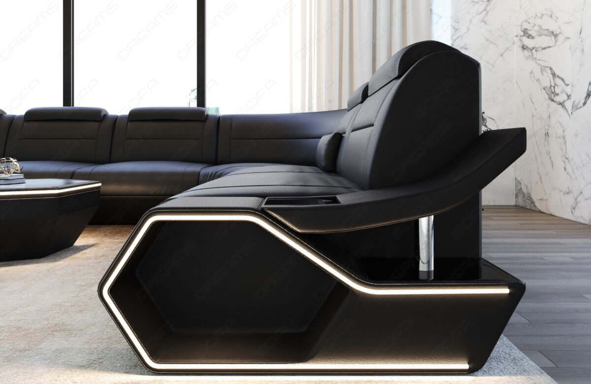 Wohnlandschaft Toscano XXL in Leder schwarz