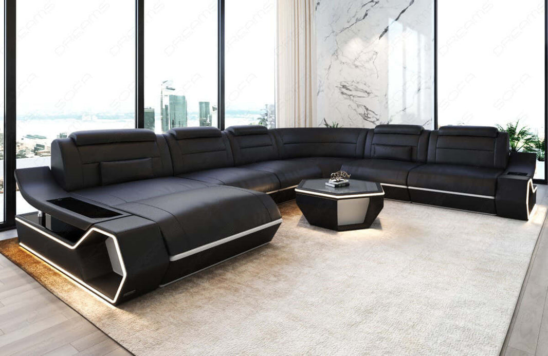 Wohnlandschaft Toscano XXL U-Form in Leder