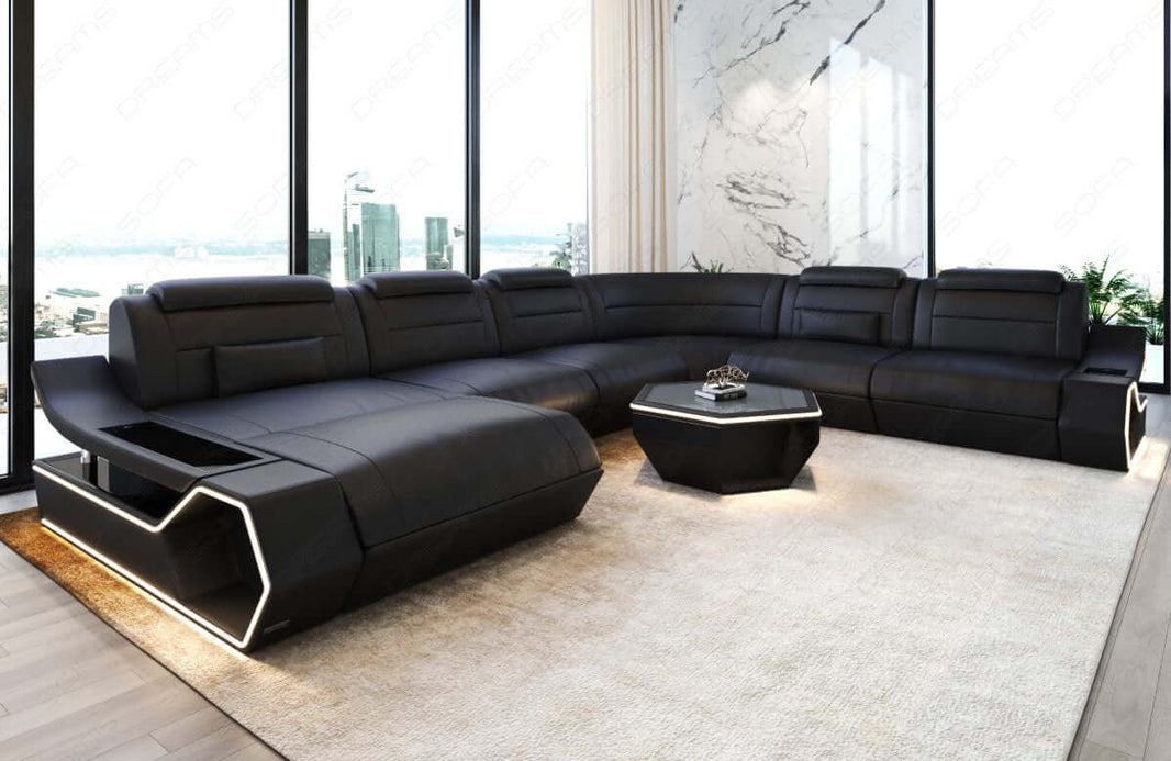 Wohnlandschaft Toscano XXL U-Form in Leder