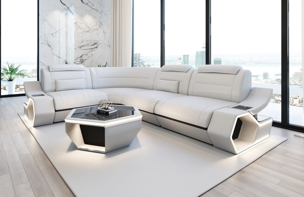 Couch Pescara L-Form in Leder
