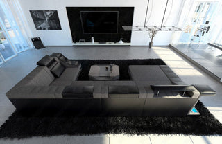 Wohnlandschaft Turino U-Form aus Stoff Grau-Schwarz