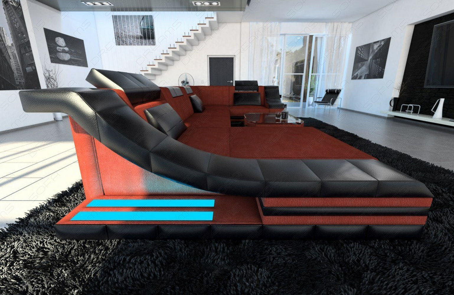 Design Stoff-Wohnlandschaft Turino U-Form
