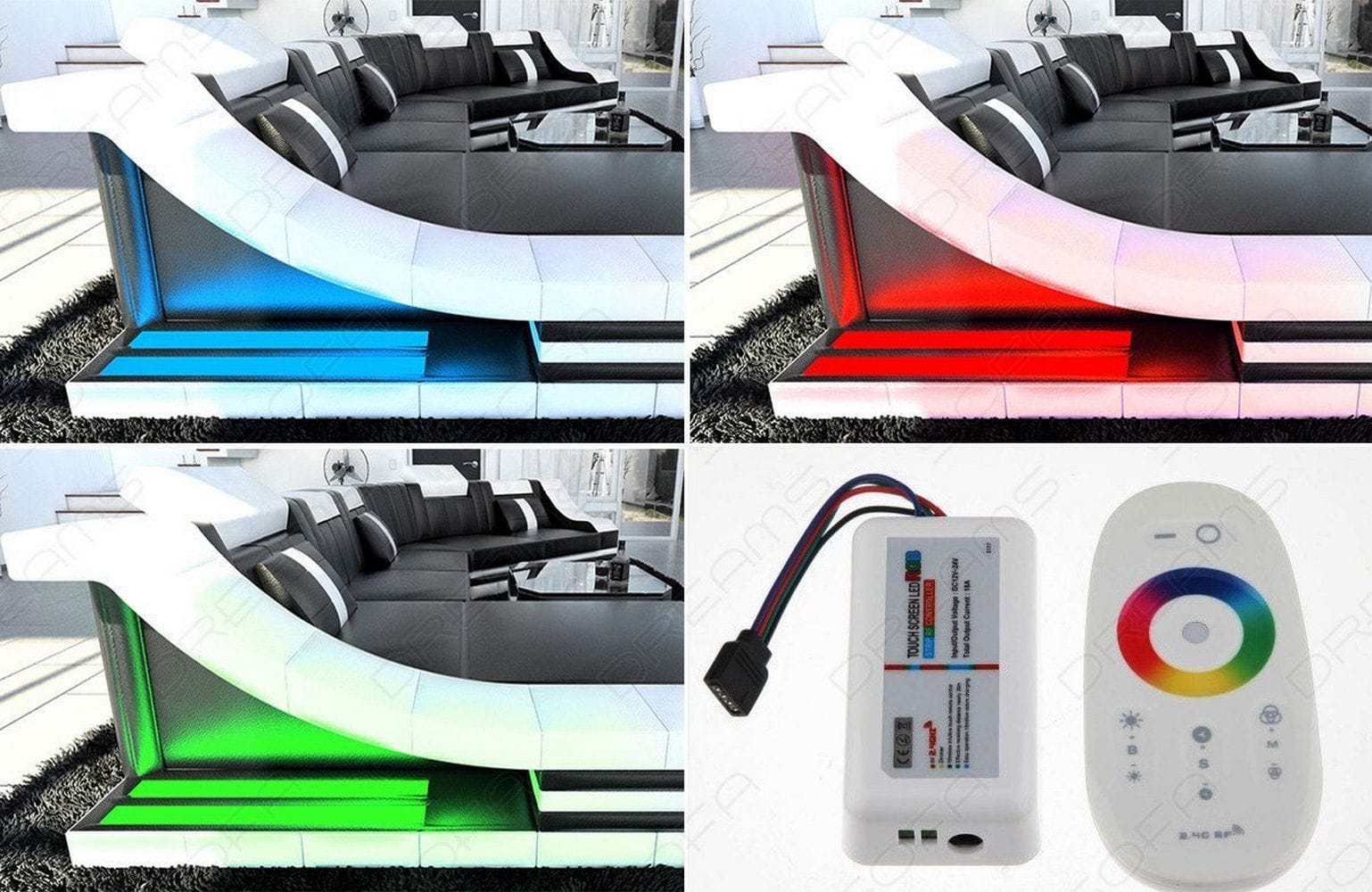 Wohnlandschaft Turino U-Form aus Stoff Dunkelgrau-Schwarz